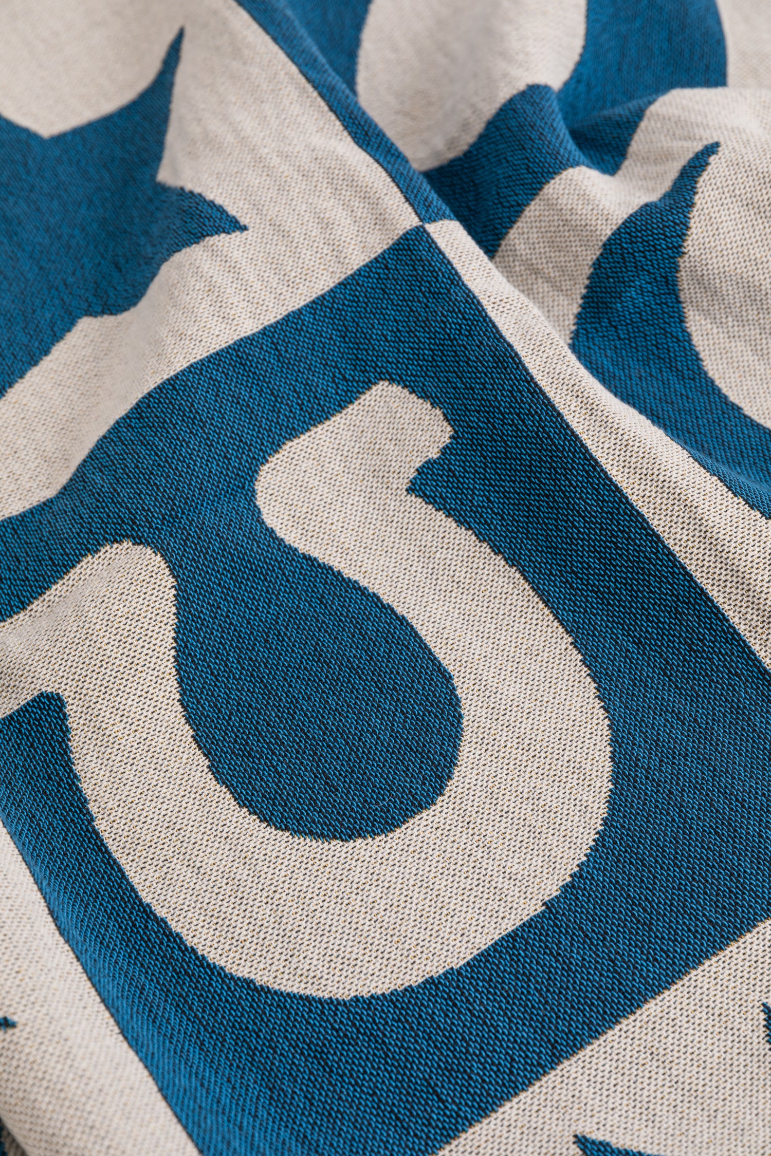 Folk Shapes Patchwork Throw Blanket - Blue/White