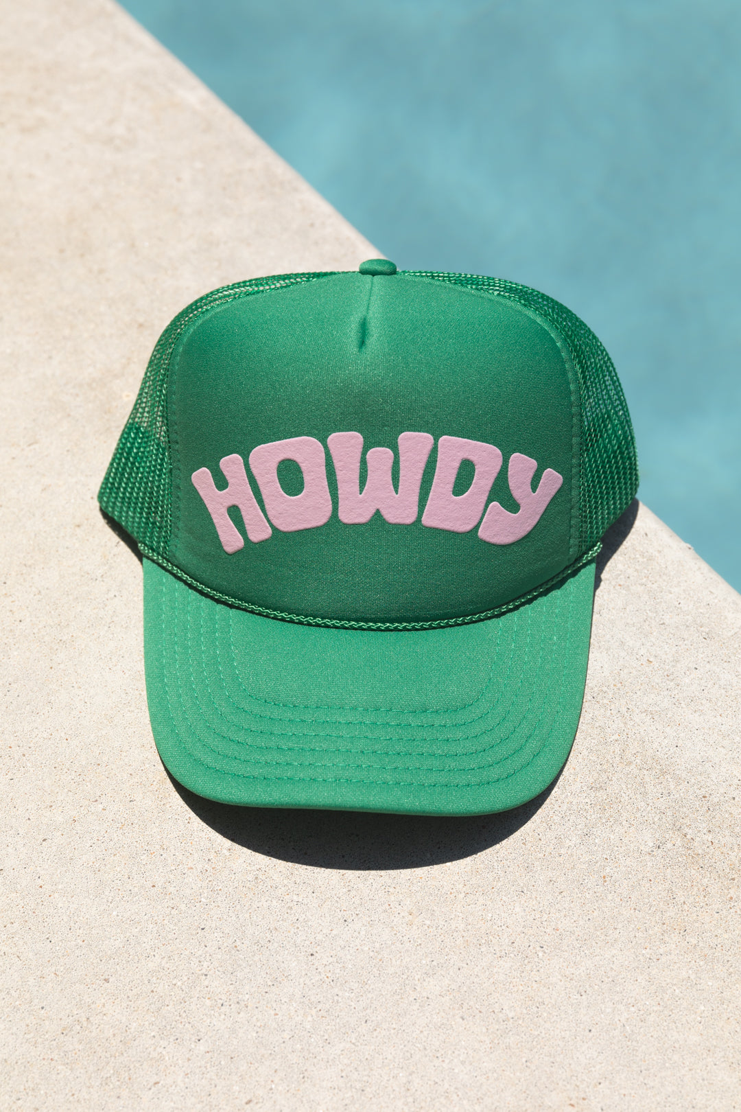 Howdy Trucker Hat Kelly Green/Pink Pool