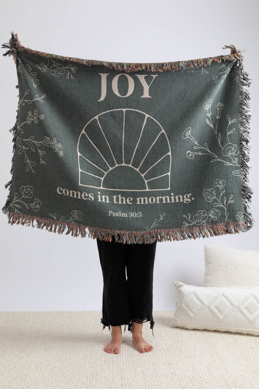 Joy Comes In The Morning Bible Verse Throw Blanket