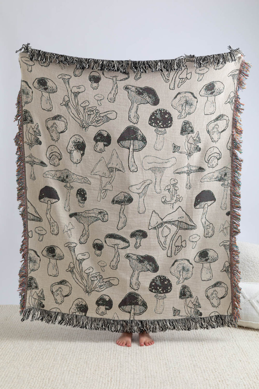 Mushroom Black and White Throw Blanket 50x60