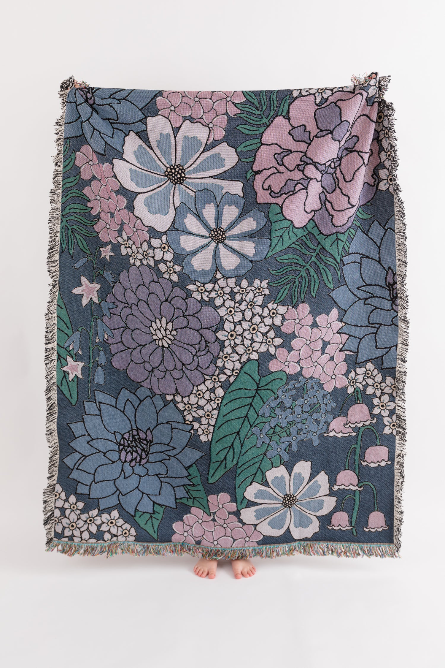 Floral Bloom Throw Blanket - Midnight