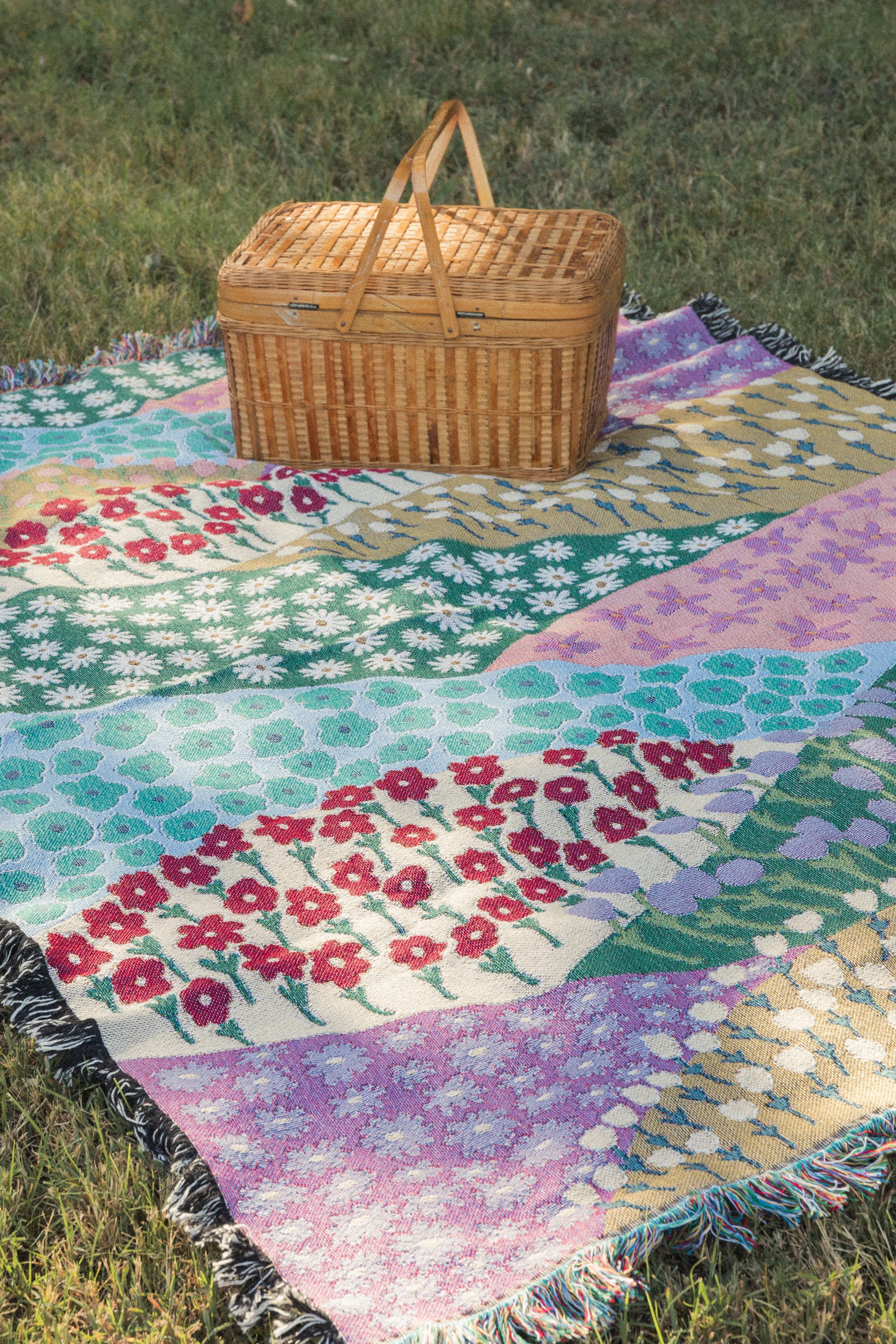 Flower Fields Throw Blanket Picnic