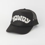 Howdy Trucker Hat Black/White Front