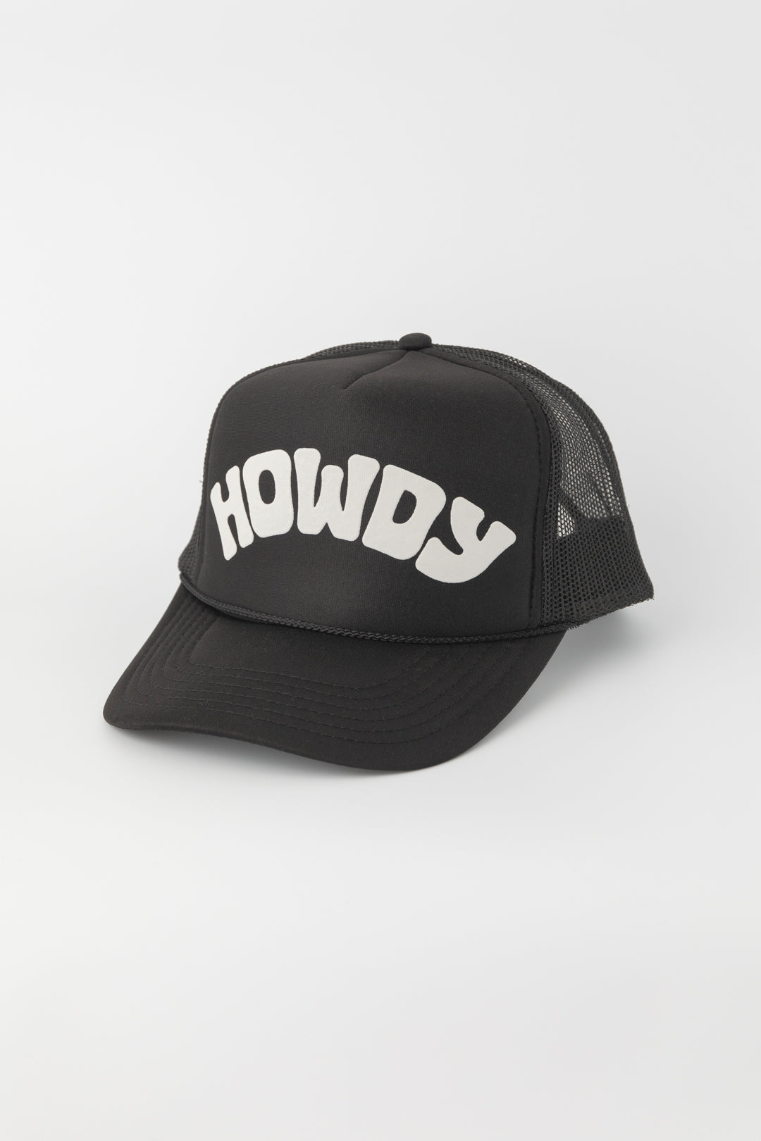 Howdy Trucker Hat Black/White Front