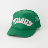 Howdy Trucker Hat Kelly Green/Pink Front