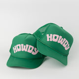 Howdy Trucker Hat Kelly Green/Pink Pair