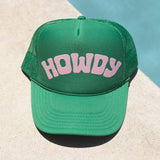 Howdy Trucker Hat Kelly Green/Pink Pool