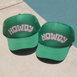 Howdy Trucker Hat Kelly Green/Pink Pool Pair