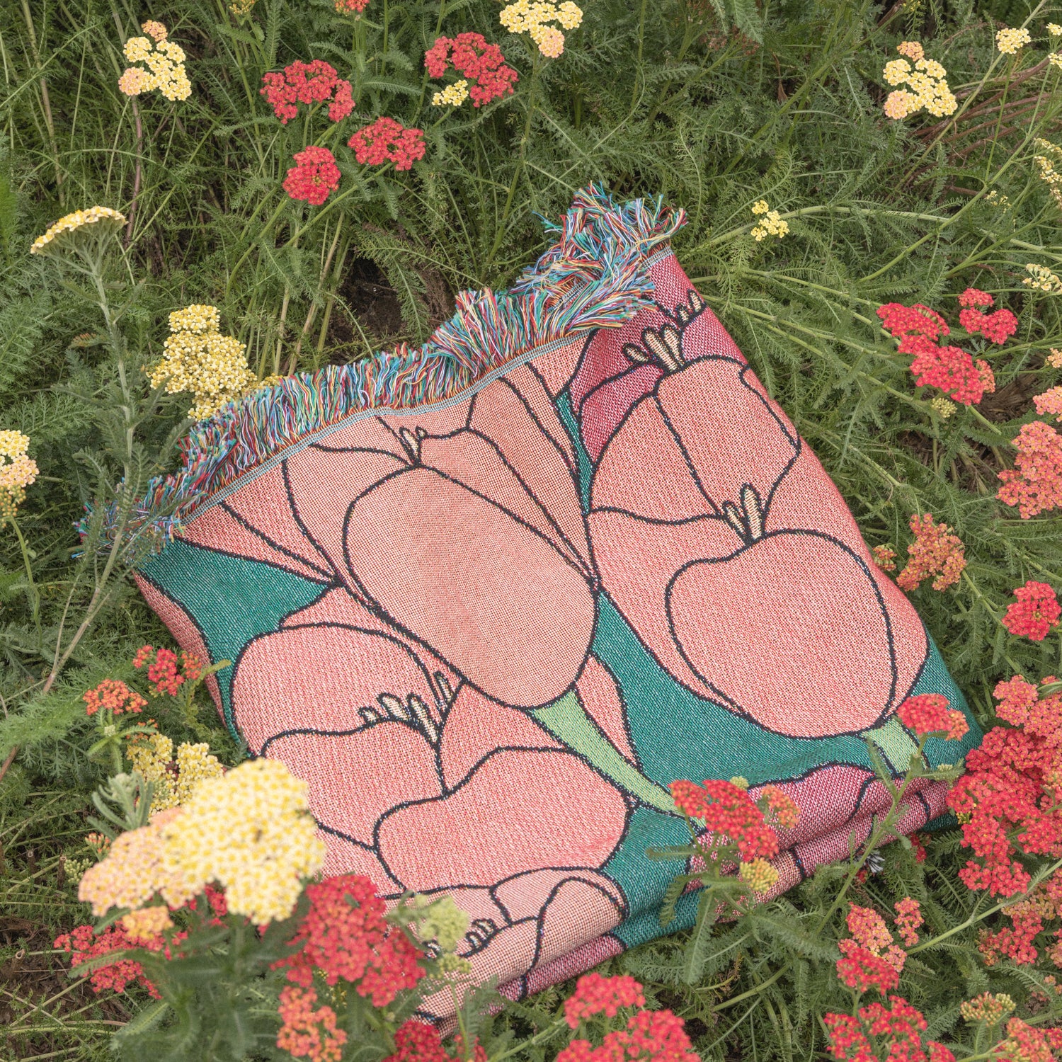 Tulip Floral Throw Blanket - Garden Green