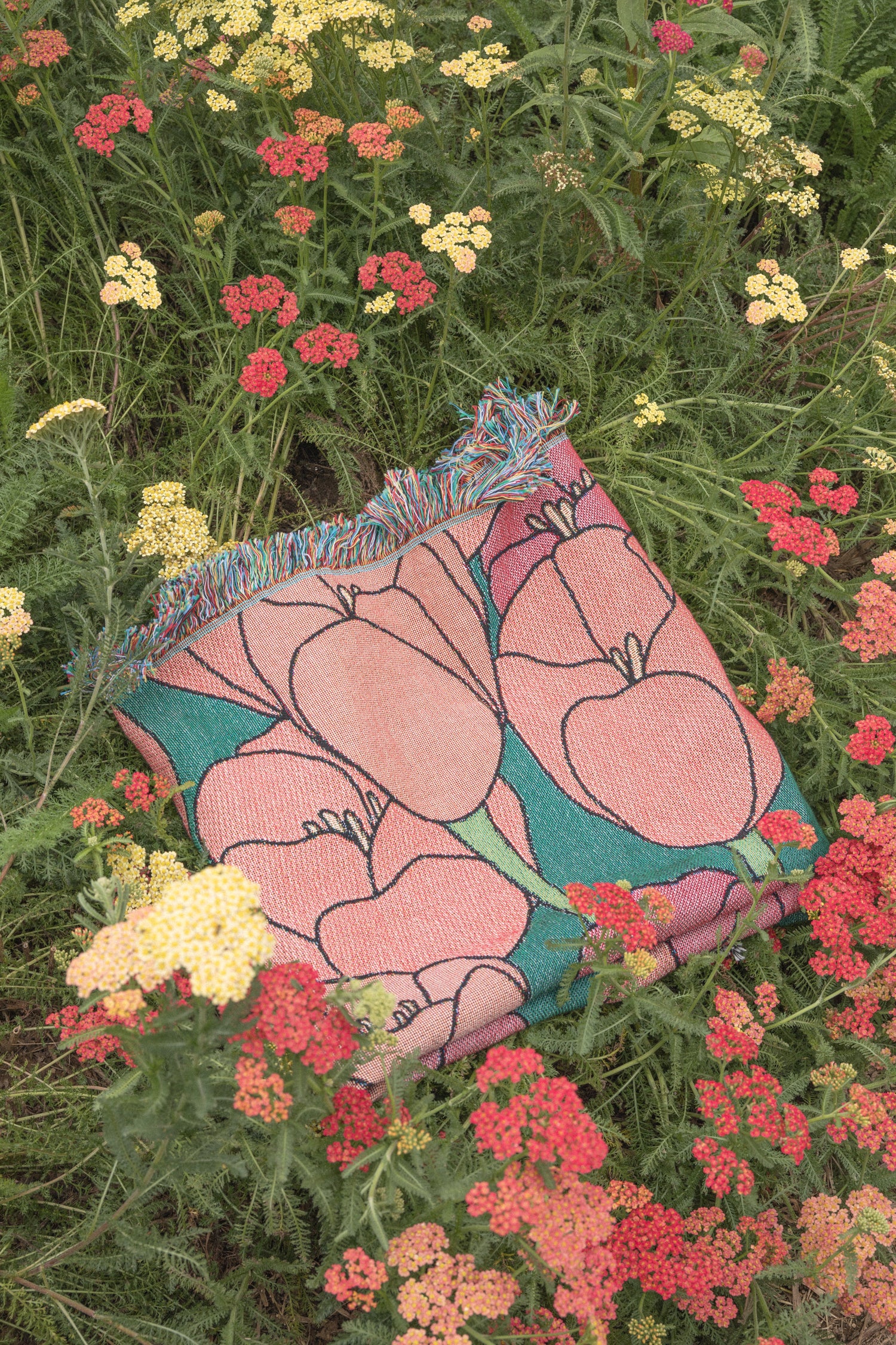 Tulip Floral Throw Blanket - Garden Green