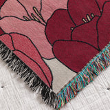 Tulip Floral Throw Blanket - Dusty Pink