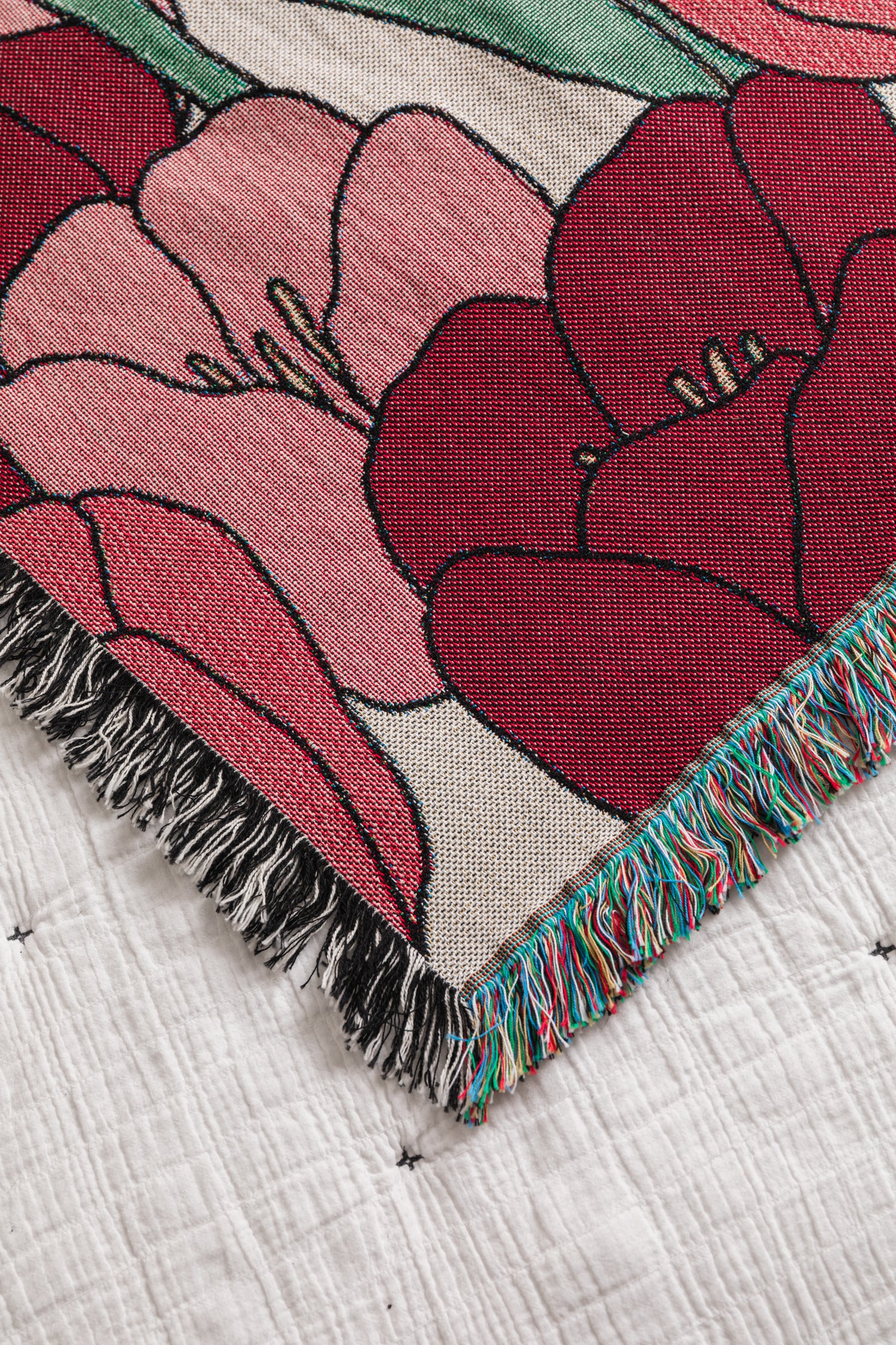 Tulip Floral Throw Blanket - Dusty Pink
