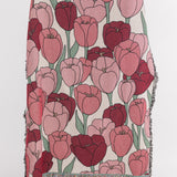 Tulip Floral Throw Blanket - Dusty Pink