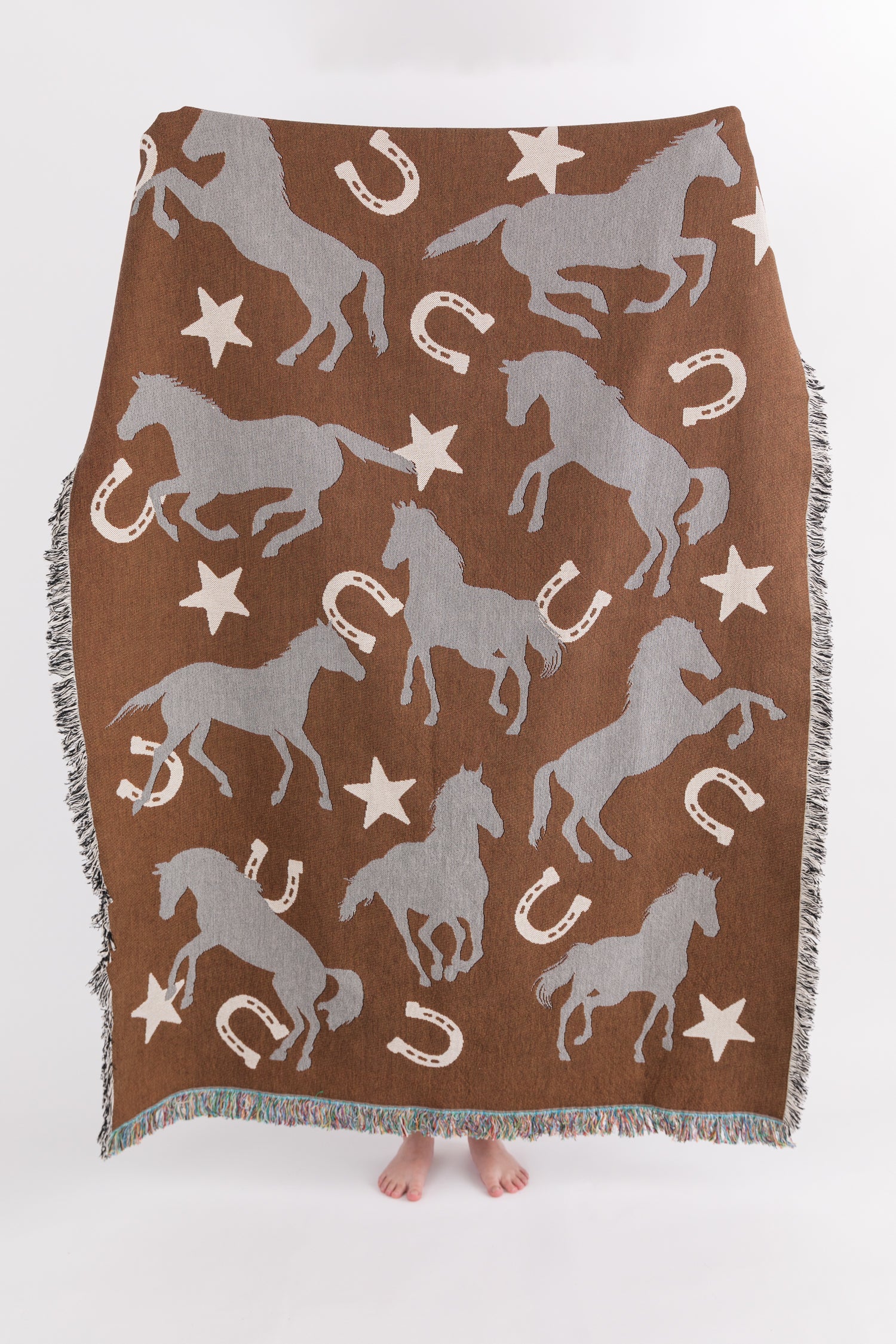 Wild Horse Western Throw Blanket - Brown
