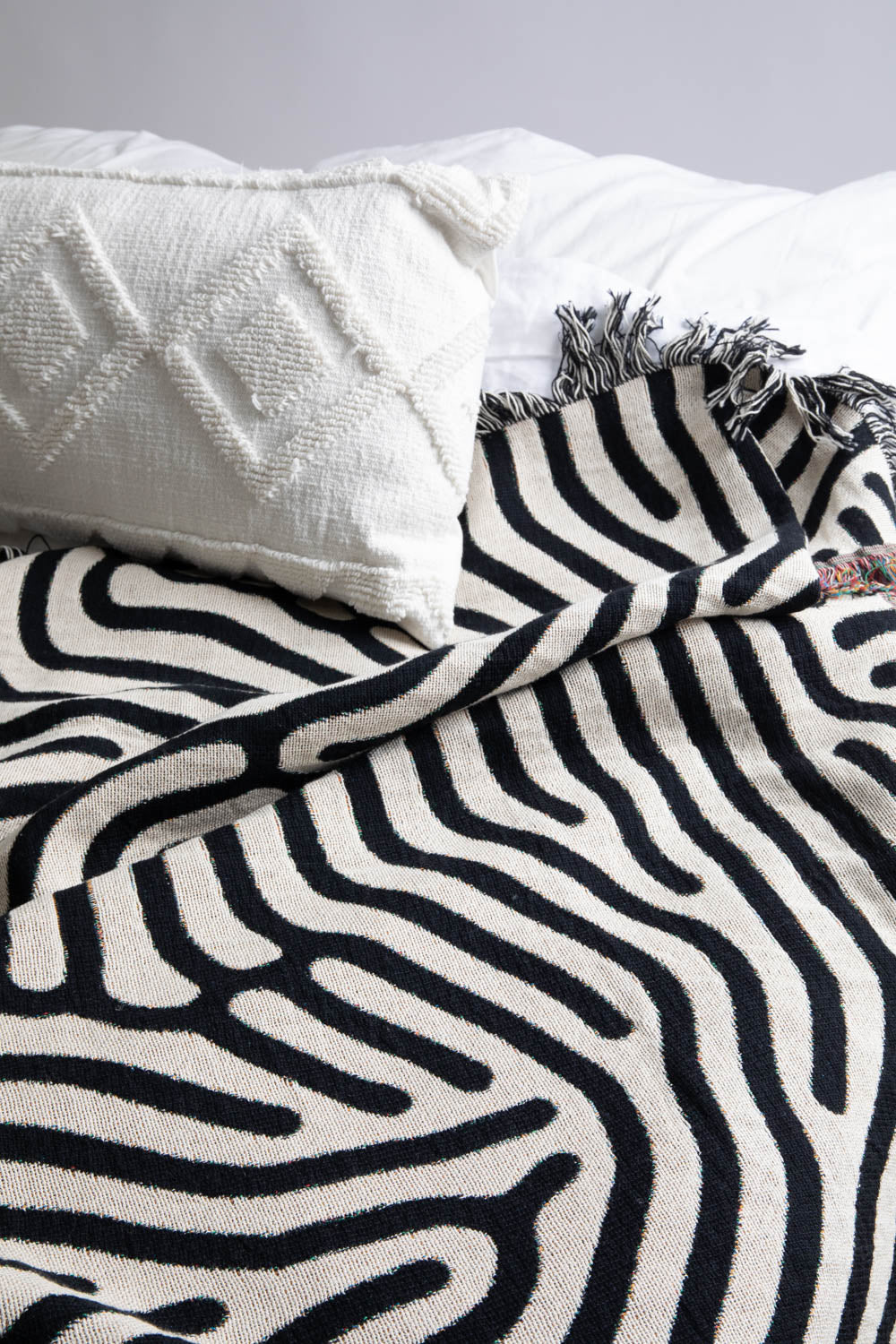 Abstract Modern Art Throw Blanket On Bed