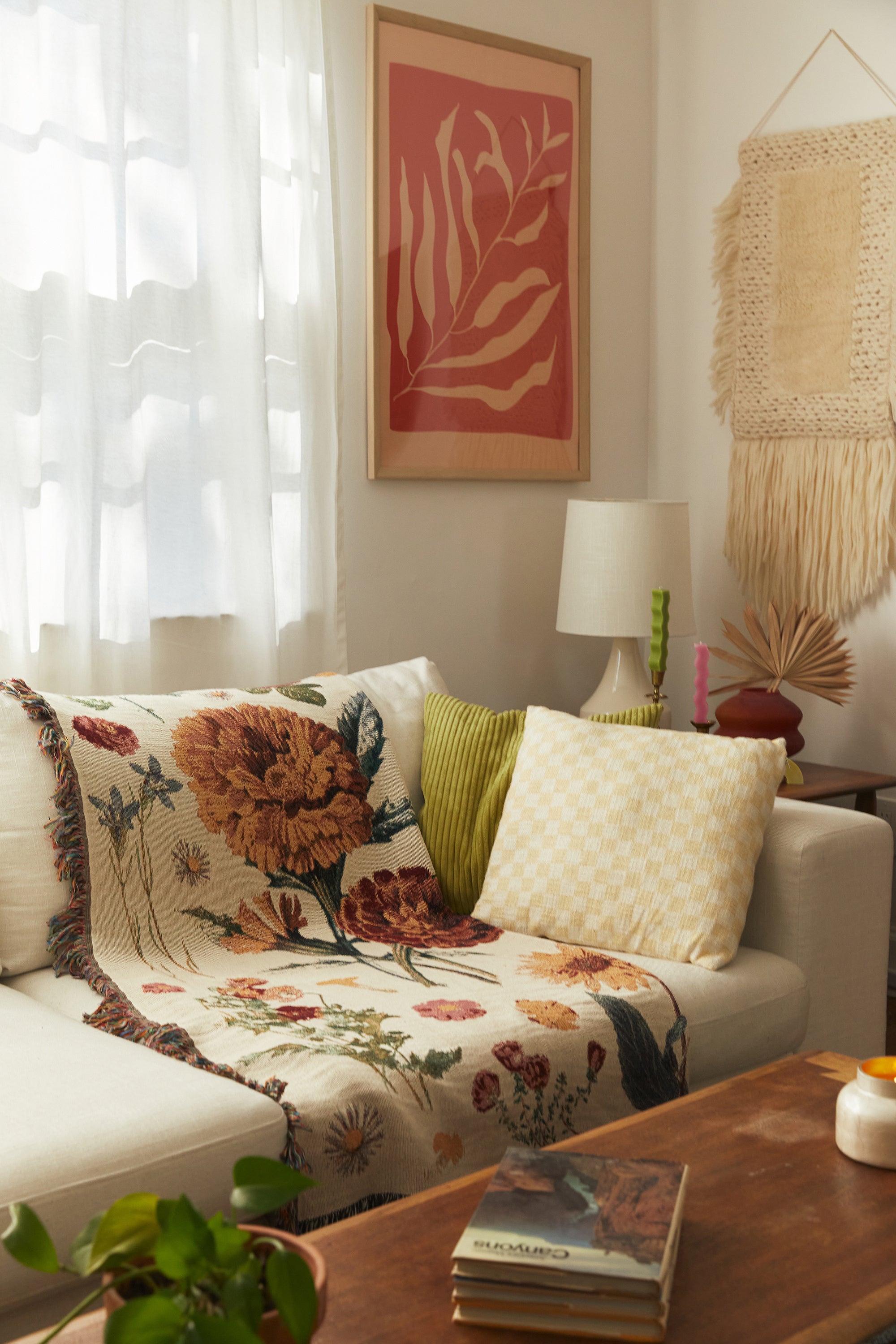Vintage Floral Throw Blanket On Couch