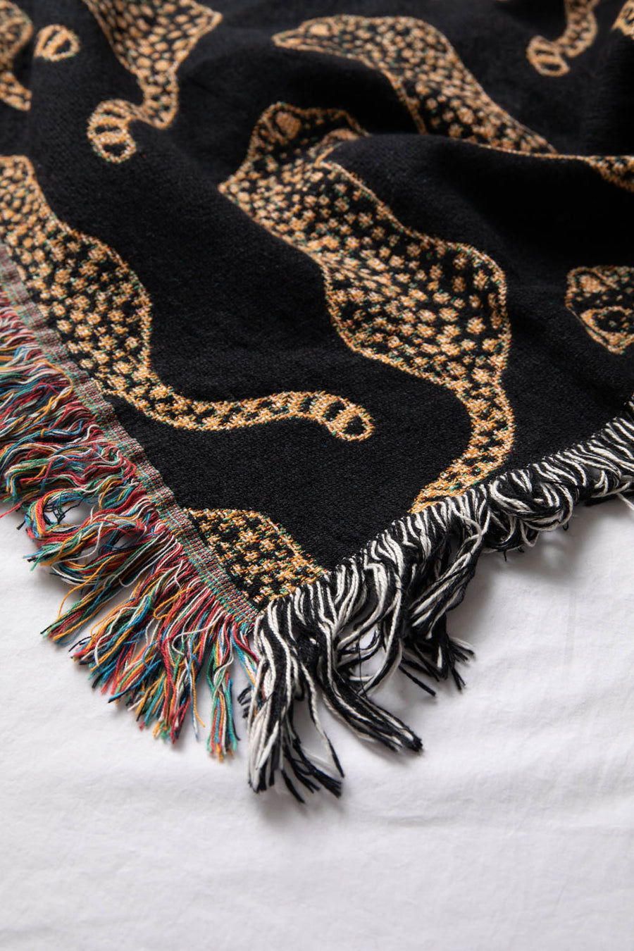 Leopard Black Throw Blanket Close Up