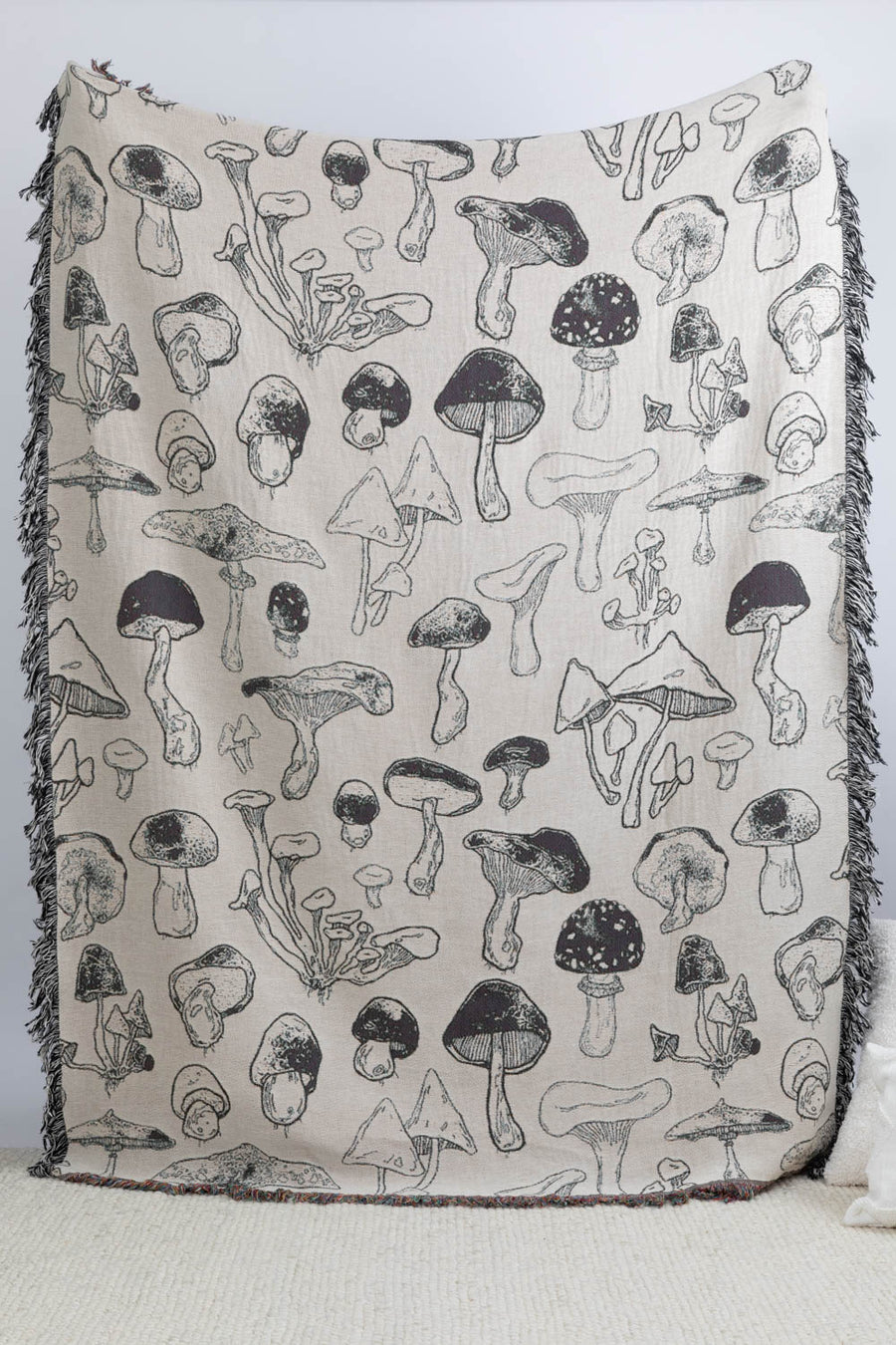 Mushroom Black and White Throw Blanket 60x80