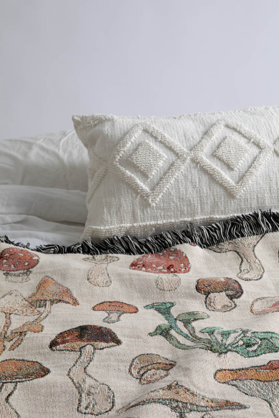 Mushroom Throw Blanket On Bed