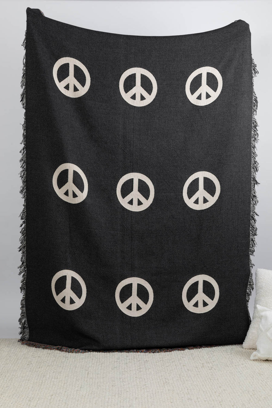 Peace Sign Throw Blanket Charcoal