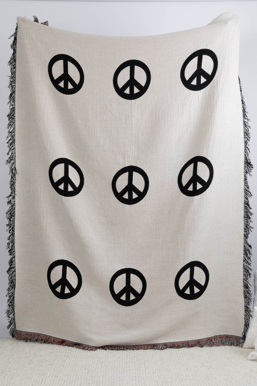 Peace Sign Throw Blanket 60x80 White