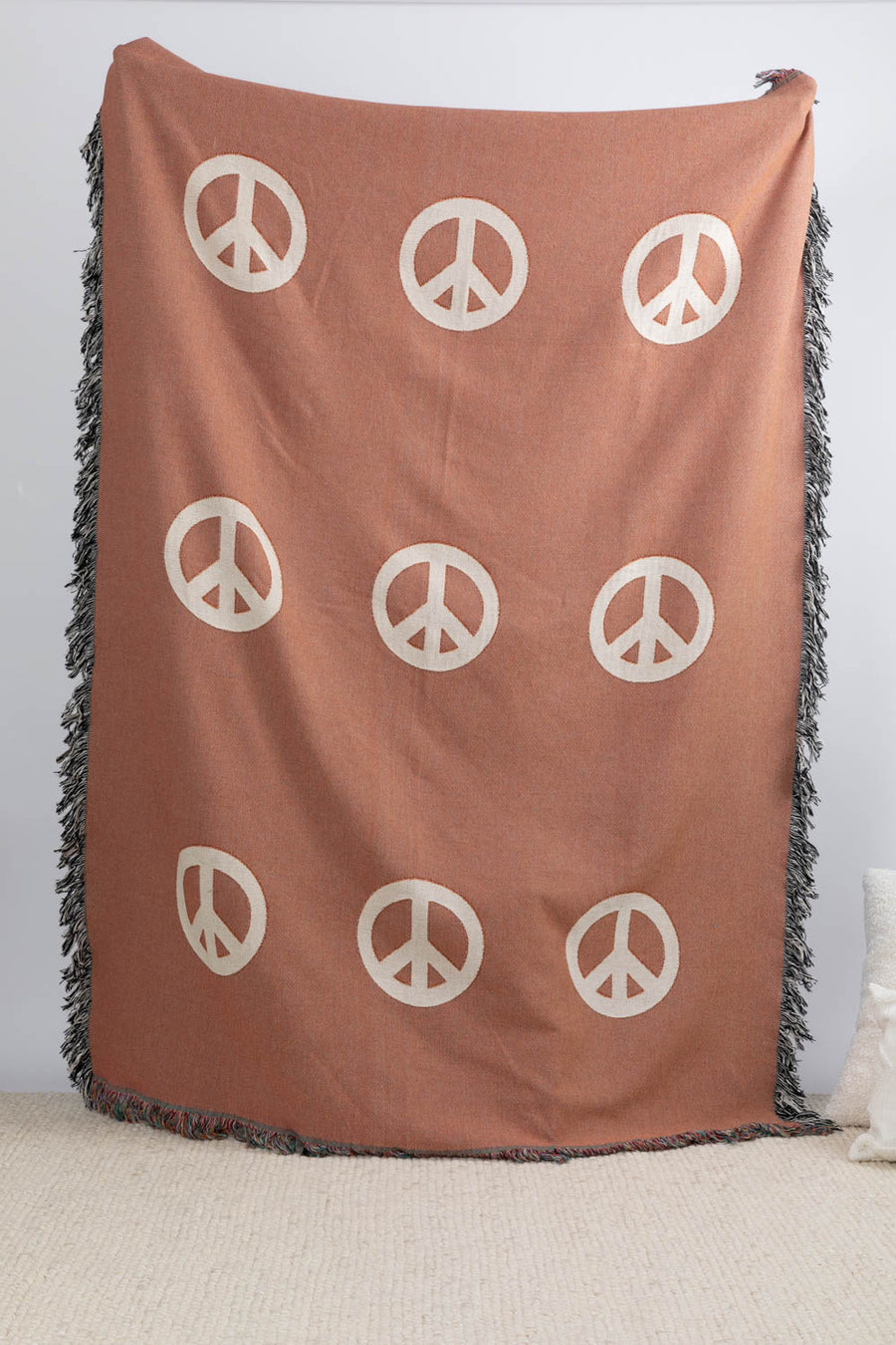 Peace Sign Throw Blanket Rust