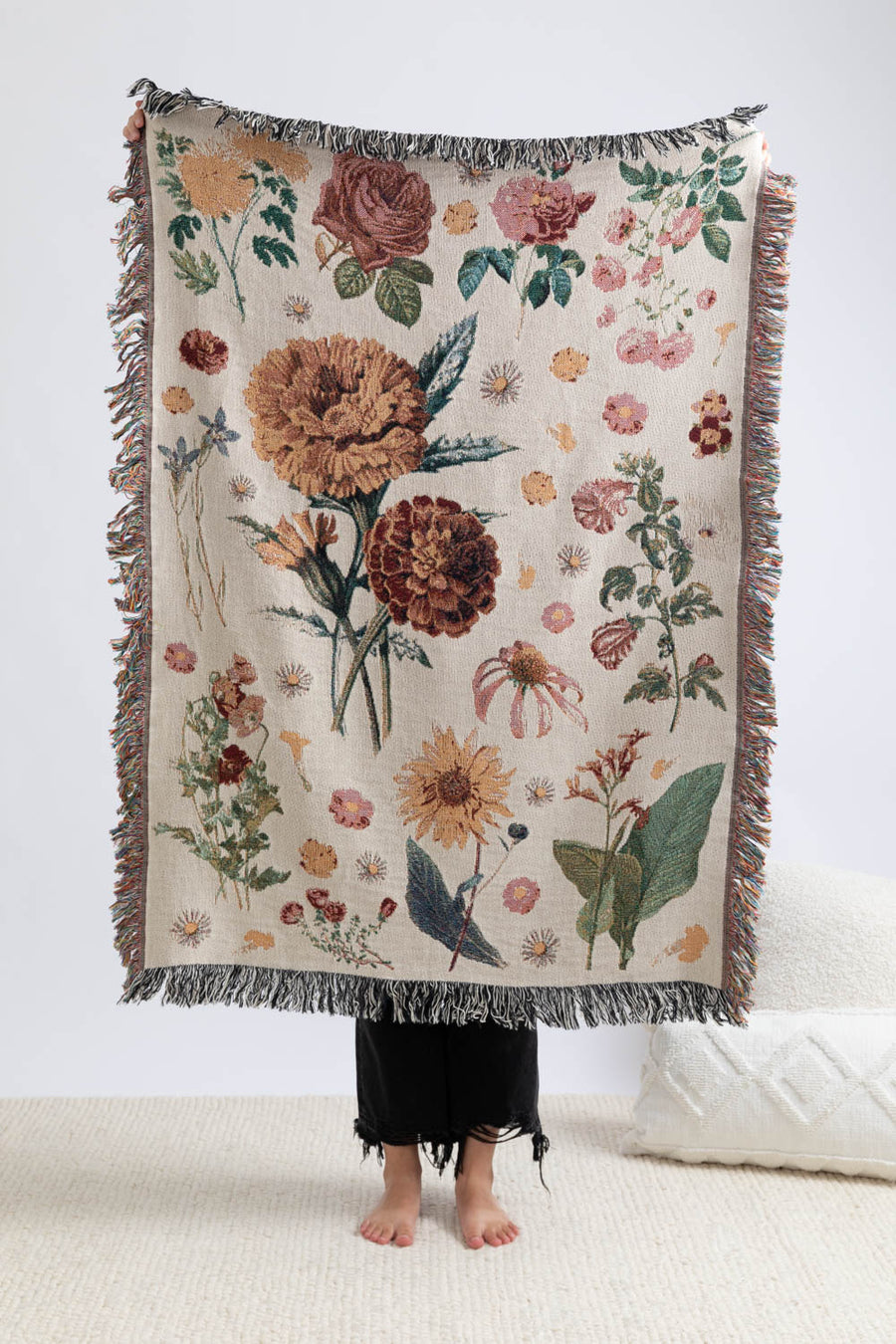 Vintage Floral Throw Blanket 37x52