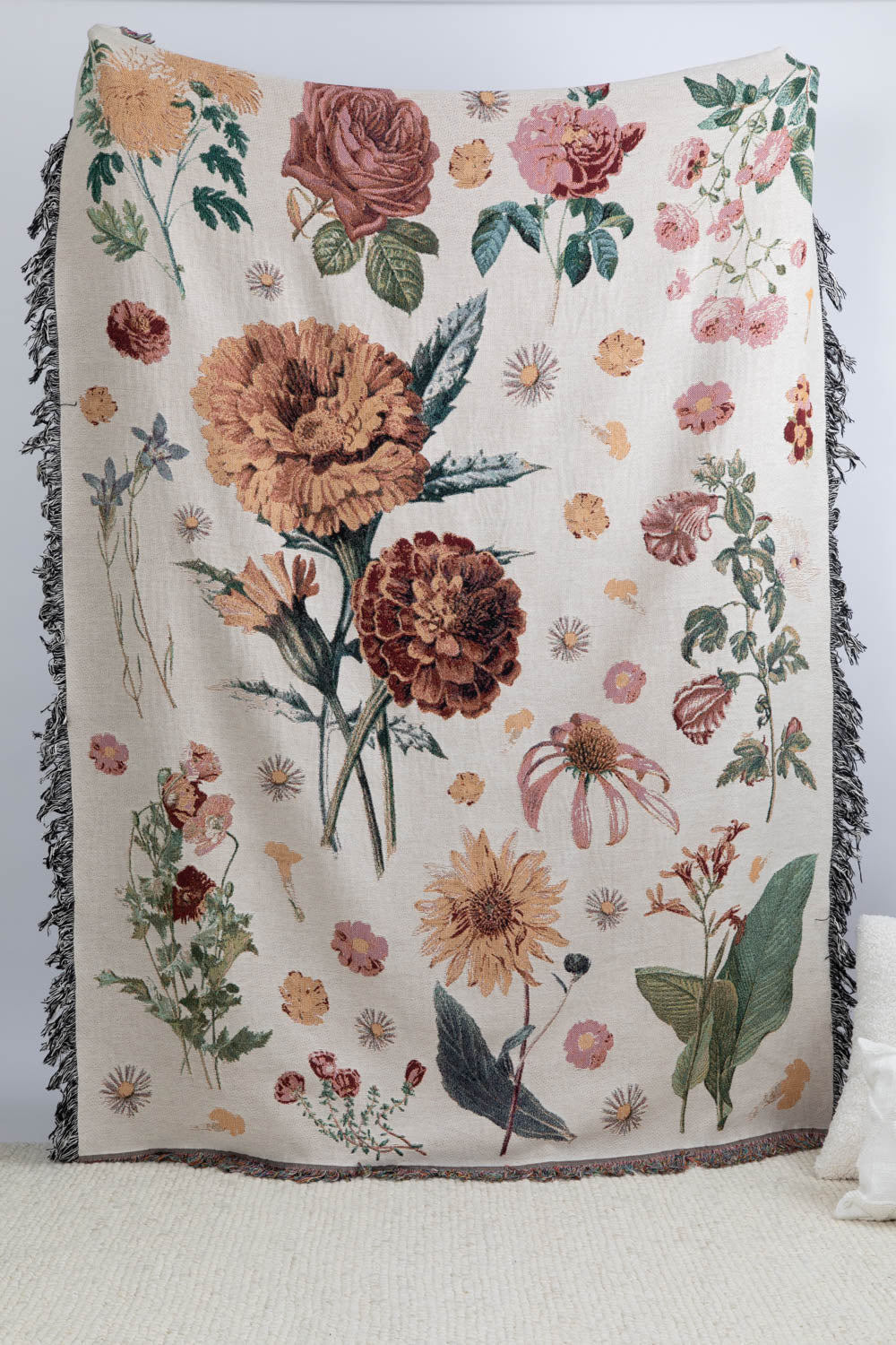 Vintage Floral Woven Throw Blanket GoodMerchantCo Good Merchant Co